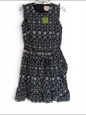 kate spade 100% Cotton Floral Eyelet Ruffle Wrap Dress Size 6 NWT
